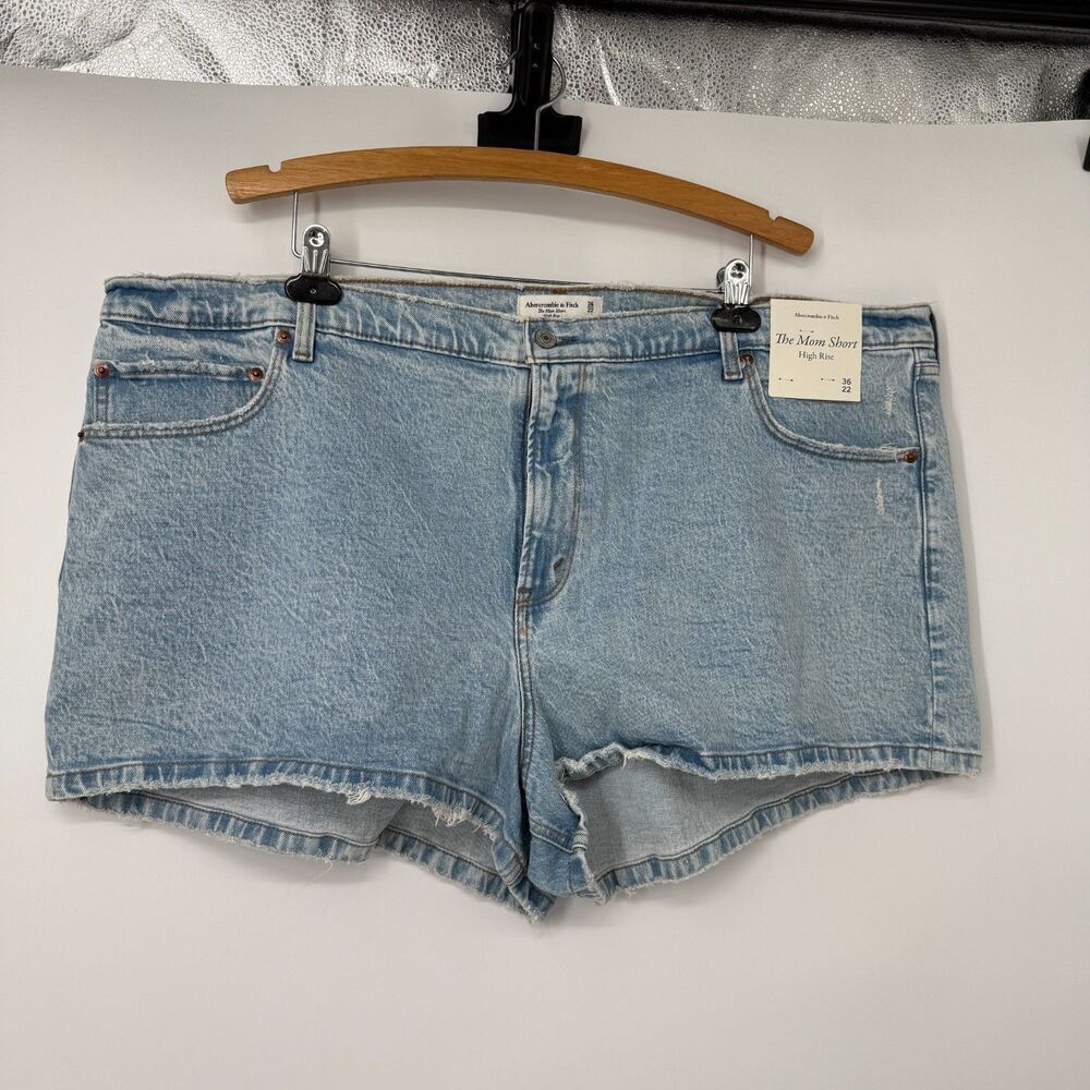 Abercrombie & Fitch Shorts The Dad Short High Rise Blue Denim Festival Size 36